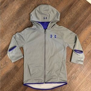 Girls grey under armour zip-up hoodie